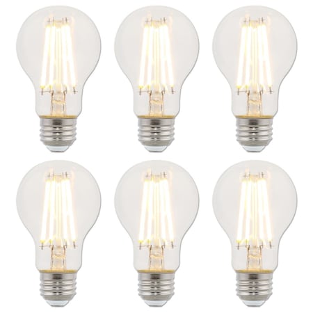 Westinghouse Bulb LED Dimmablemable 8W 120V A19 Filament 2700K Clear E26 Med Base, 6PK 5167220